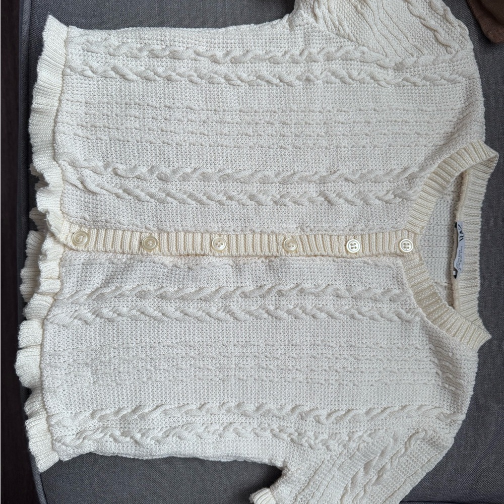 Cream Cable Knit Button-Up Sweater